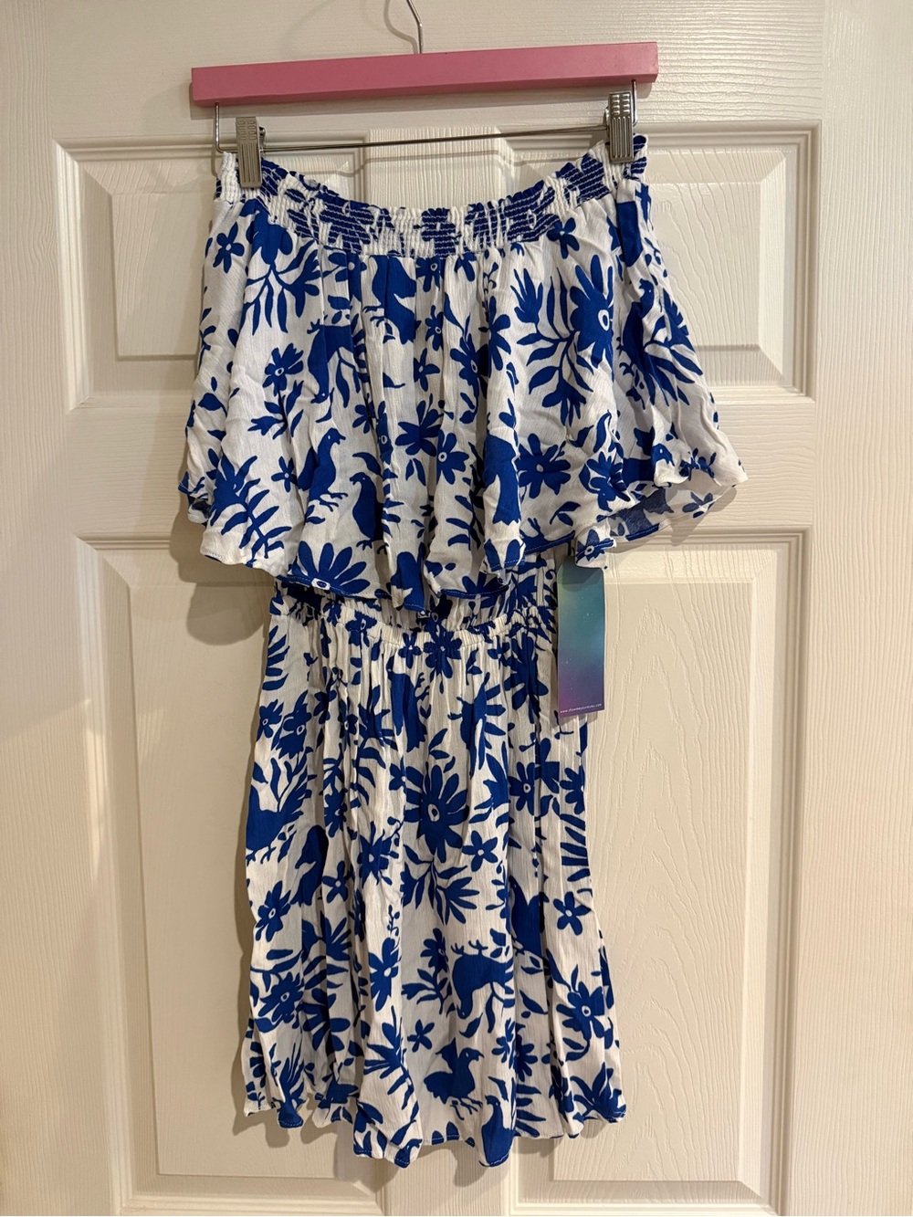 Show Me Your MuMu White Dress with Blue Floral Print
